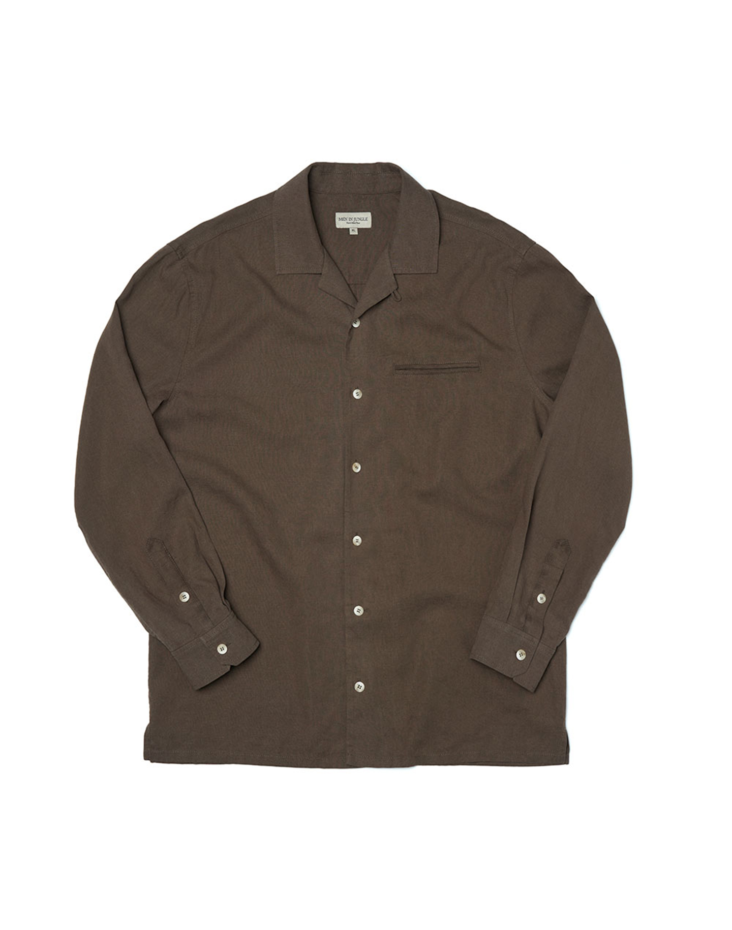 [MIJ] Positano Linen Open Collar Shirts- Brown