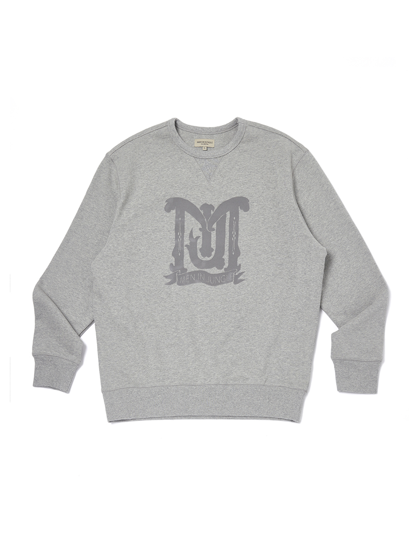 [MIJ] Flocking Emblem Sweat Shirt - 8% Melange Gray