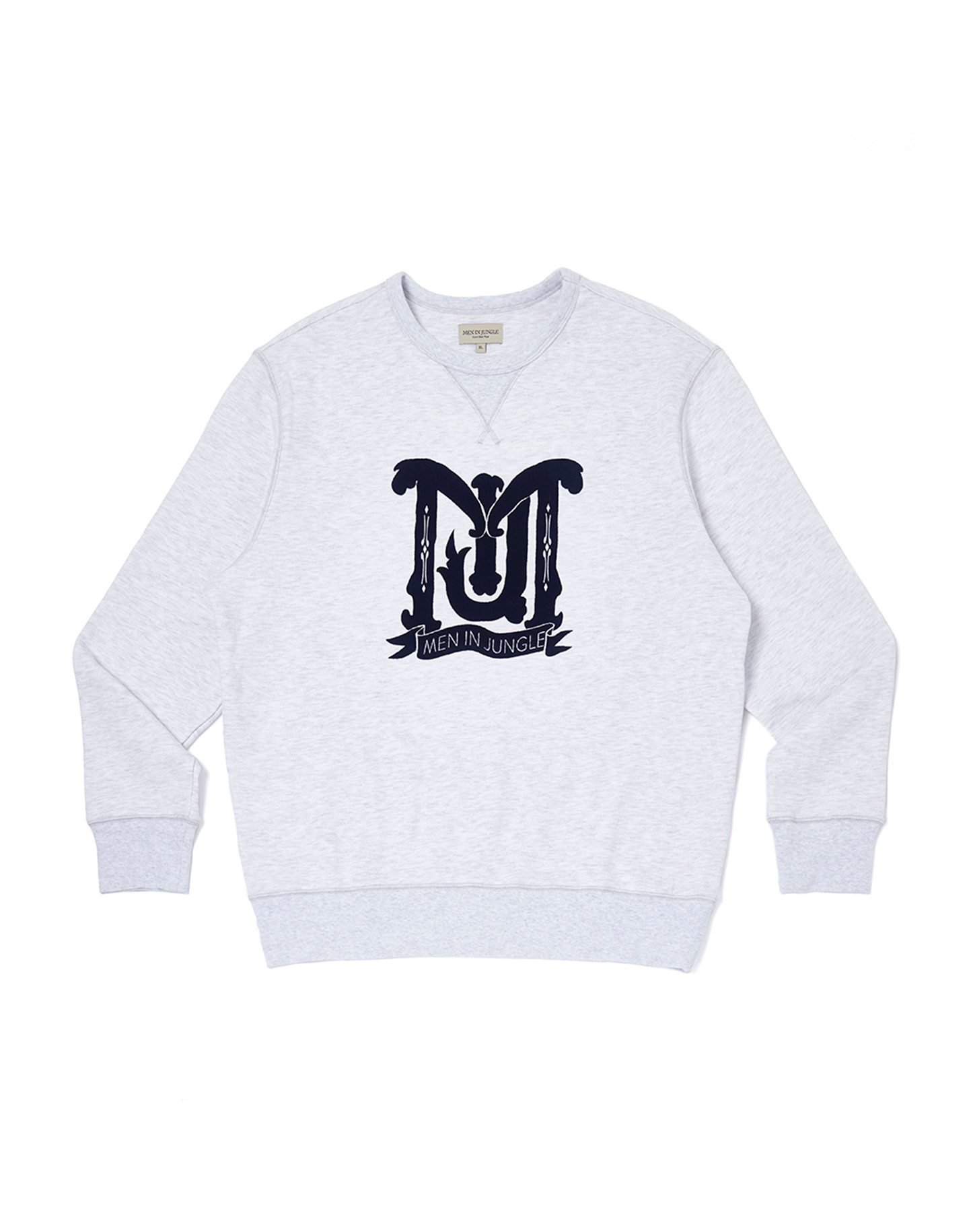 [MIJ] Flocking Emblem Sweat Shirt - 1% Melange Gray